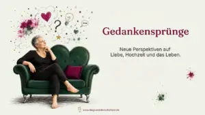 Tanja sitzt auf ihrem Glückskanapee und hat Gedankensprünge